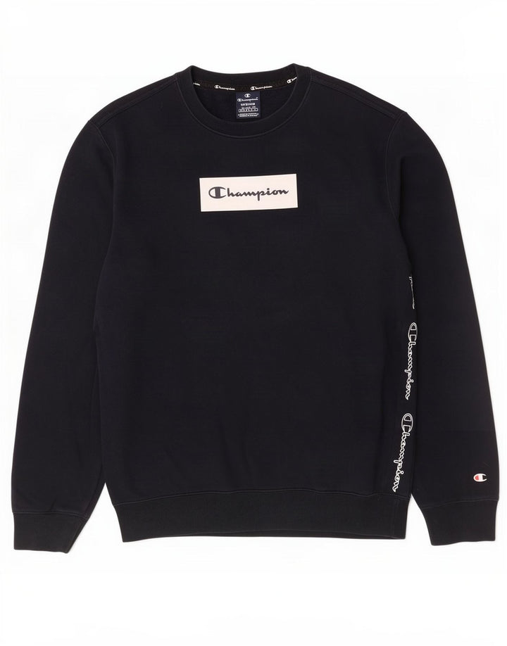 Champion masculino gráfico moletom jumper médio azul marinho algodão