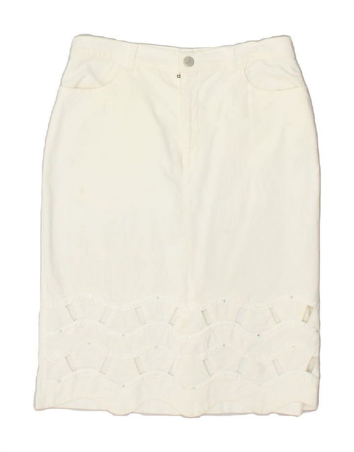 AQUA Womens Denim Skirt W30 Medium White | Vintage Aqua | Thrift | Second-Hand Aqua | Used Clothing | Messina Hembry 