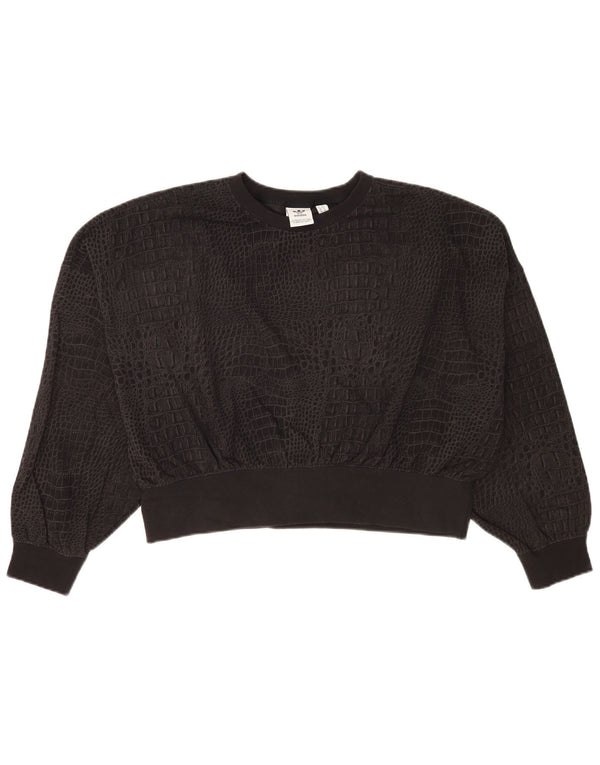 Γυναικεία φούτερ Adidas Crop Jumper UK 10 Small Black Animal Print Modern