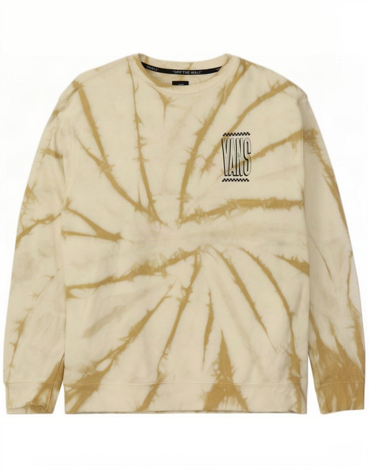 Męski sweter Vans z grafiką, duży, złamanej bieli, bawełniany Tie Dye
