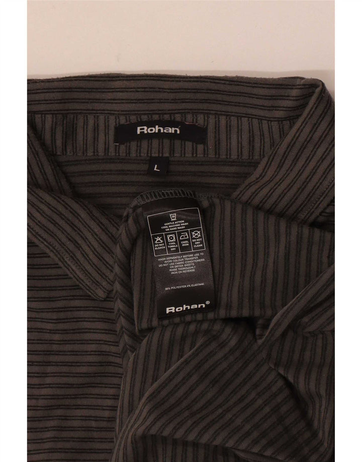Rohan Mens Polo Shirt Large Grey Pinstripe Polyester