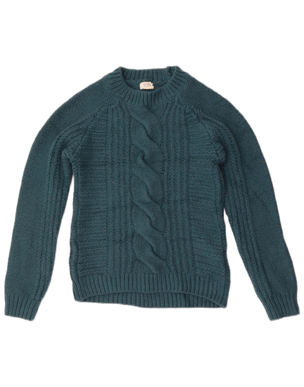 Fat Face Damen-Pullover mit Rundhalsausschnitt, Gr. 6, XS, grünes Acryl