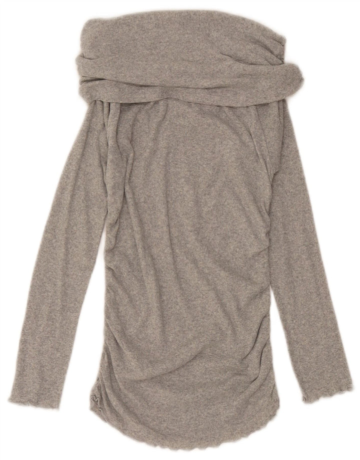 Zara Dame Roll Neck Top Langærmet UK 12 Medium Grey Flecked