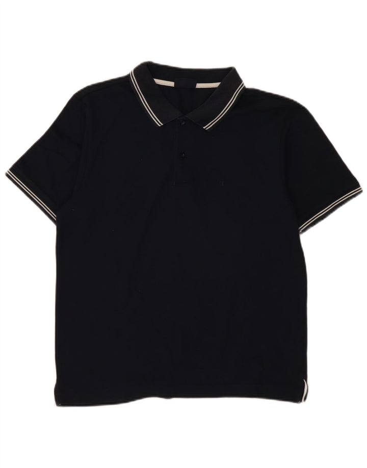 Champion Mens Polo Shirt Small Navy Blue Striped Cotton