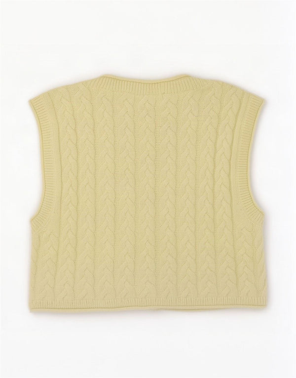 Zara Damen Crop Vest Tank Top UK 10 Small Gelbe Baumwolle