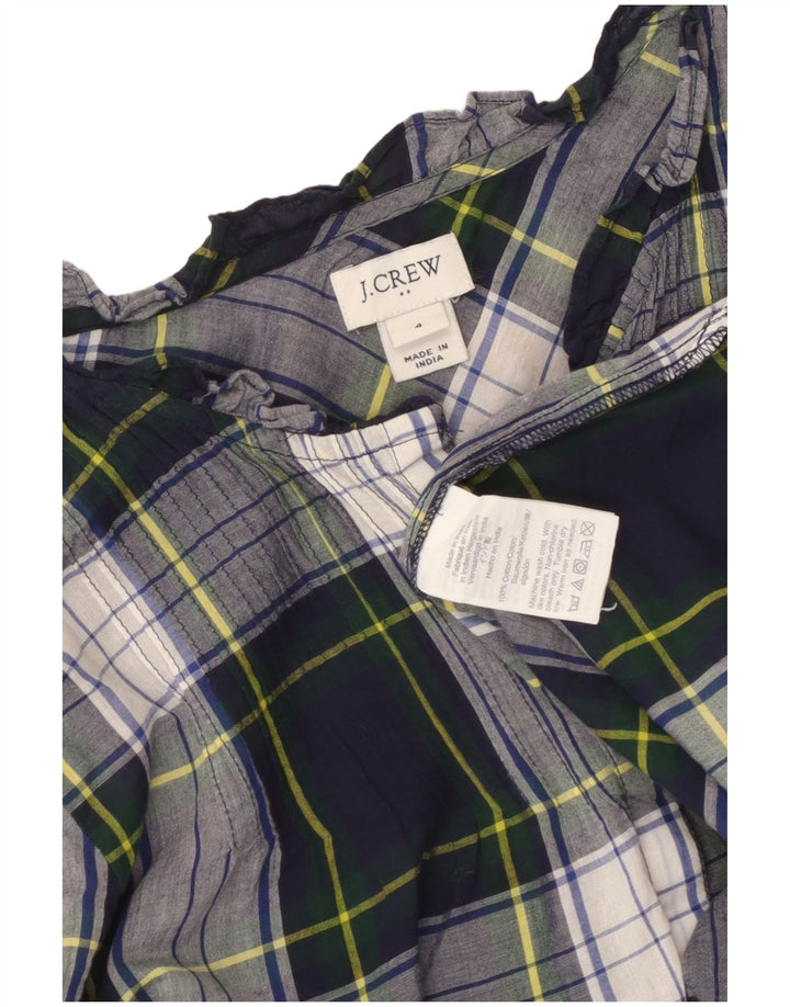 J. CREW Womens Pullover Shirt Blouse US 4 Small Navy Blue Check Cotton
