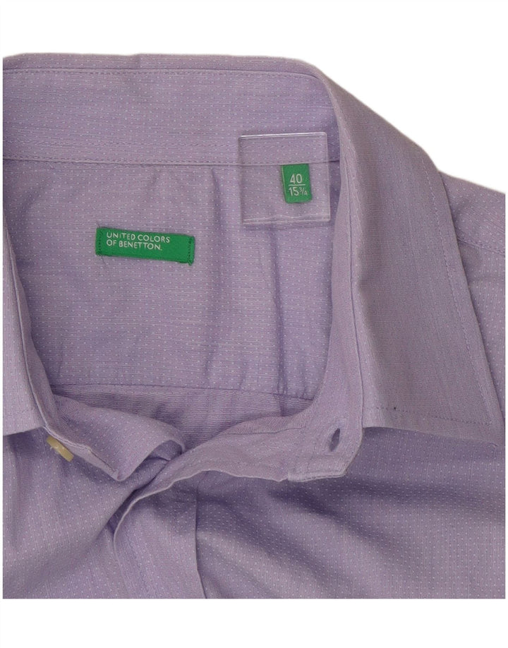 BENETTON Mens Shirt Size 40 15 3/4 Medium Purple Spotted