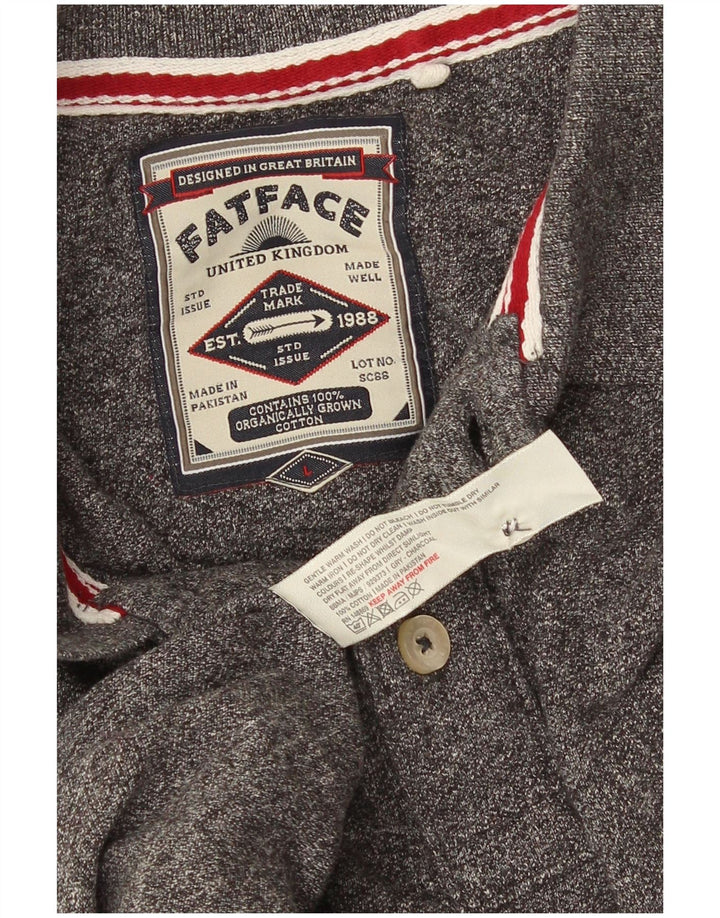 Fat Face Mens Polo Shirt Large Grey Flecked Cotton