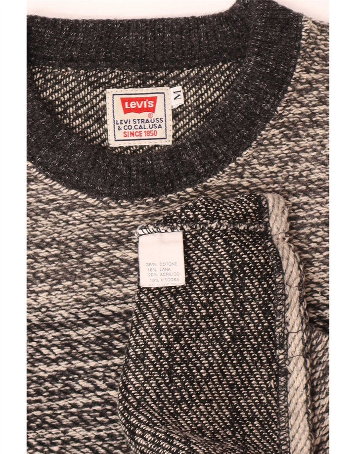 Levi's Mens Crew Neck Jumper Sweater Medium Grey Striped Cotton