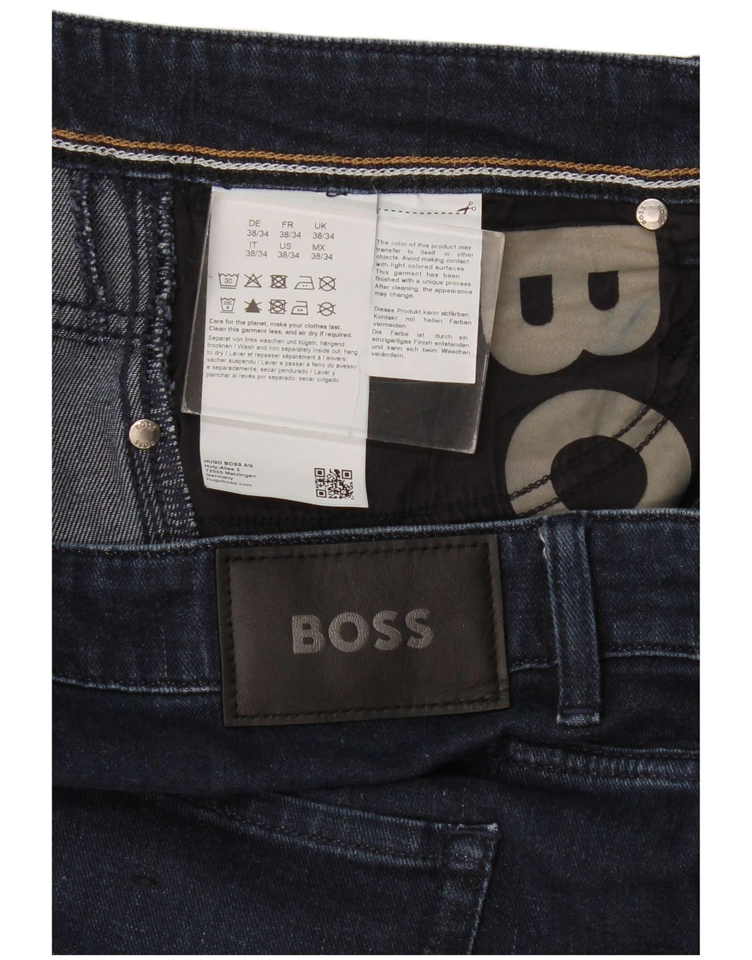 Hugo Boss Mens Slim Jeans W38 L34 Navy Blue Cotton