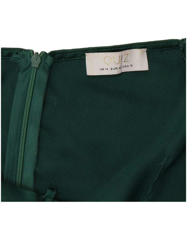 QUIZ Womens Off Shoulder Dress UK 14 Large Green