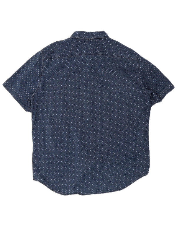 Levi's Mens Short Sleeve Standard Fit Shirt Large Navy Blue Spotted Cotton