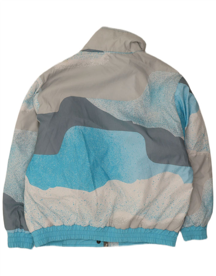 GSL Dame abstrakt mønster Oversized skijakke UK 14 Medium Blue Cotton