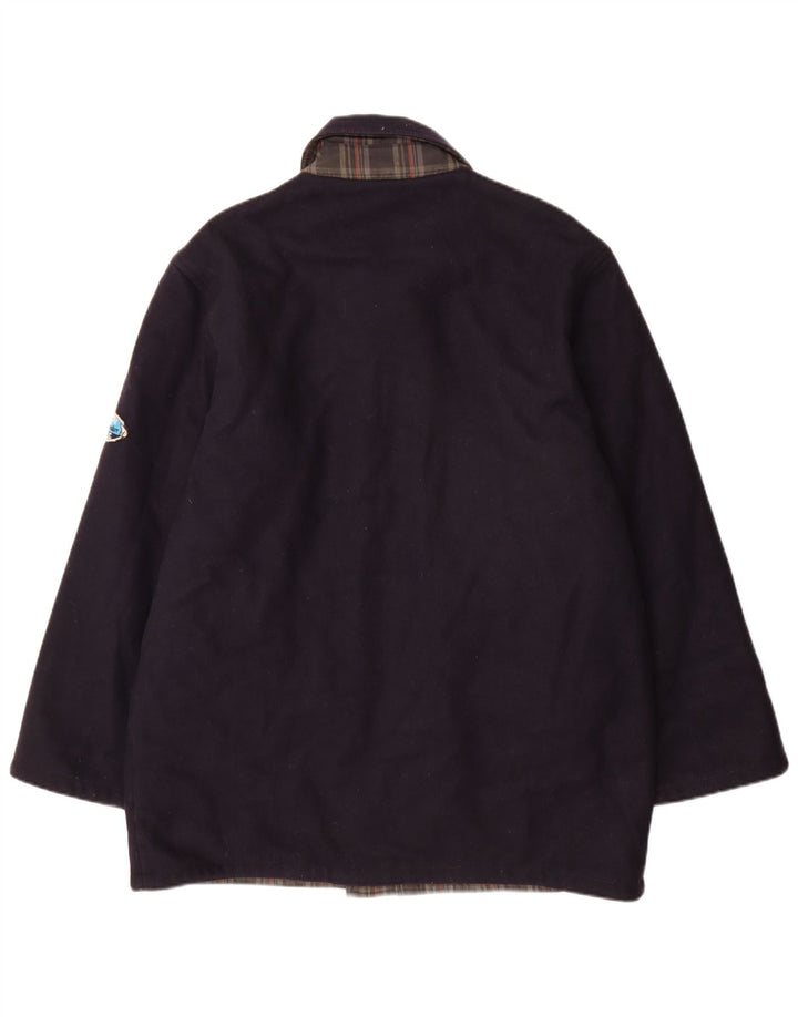 North Pole Mens Reversible Overcoat UK 42 XL Navy Blue Wool