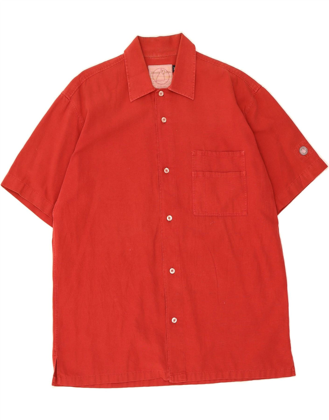 MURPHY & NYE Mens Short Sleeve Shirt Medium Red Cotton Vintage Murphy & Nye and Second-Hand Murphy & Nye from Messina Hembry 