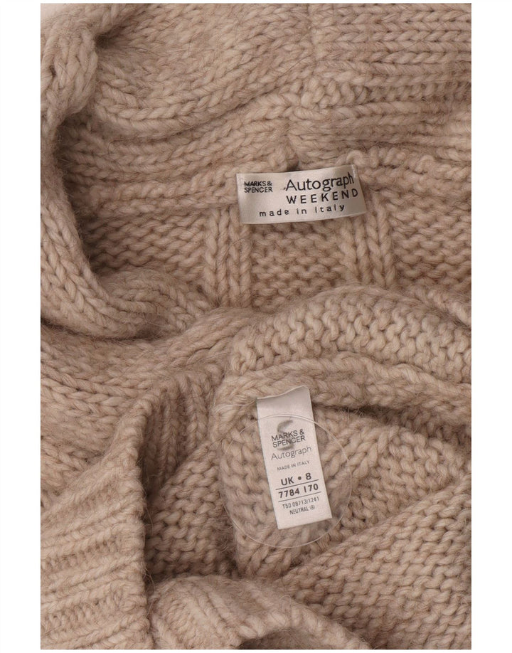 Marks & Spencer Womens Roll Neck Jumper Sweater UK 8 Small Beige Acrylic