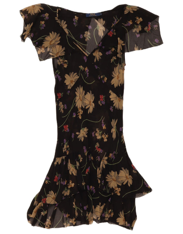 Polo Ralph Lauren Dame Asymmetrisk Kjole US 8 Medium Black Floral