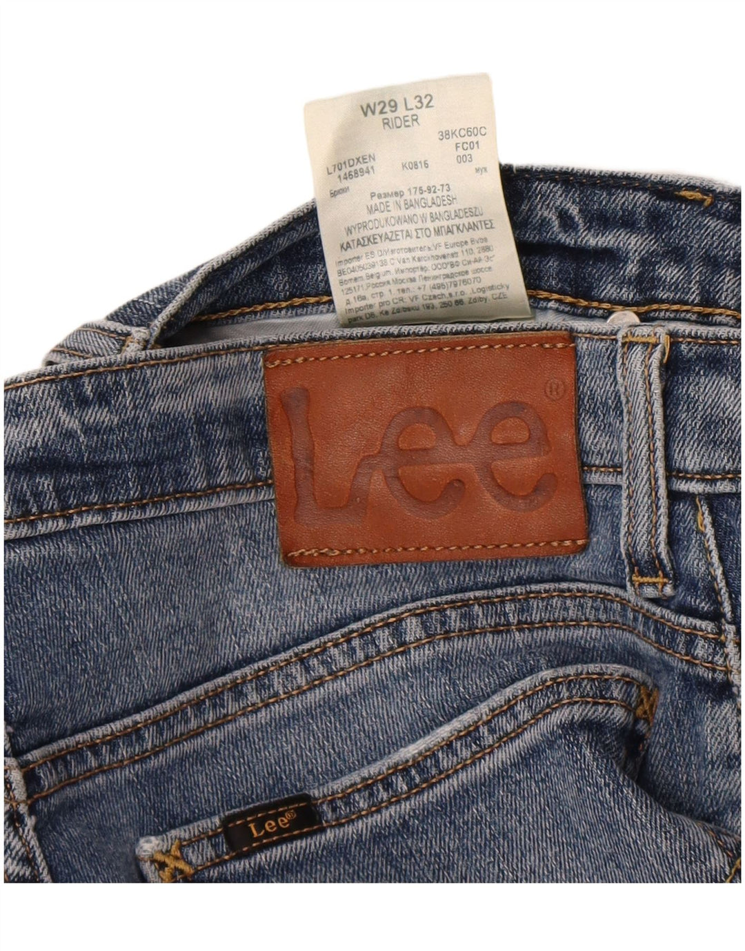 Lee Mens Rider Slim Jeans W29 L32 Blue Cotton
