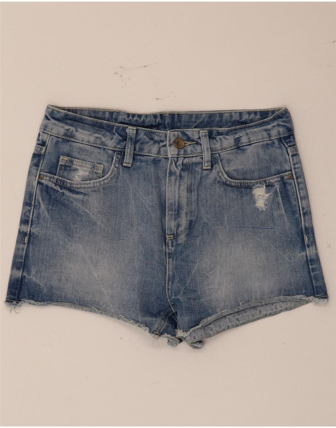 Zara Womens Distressed Denim Shorts EU 36 XS W26 Blue