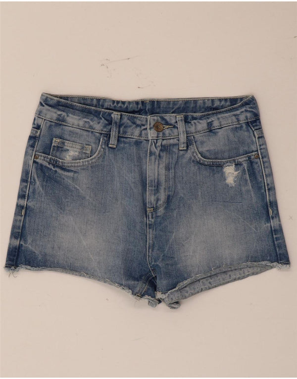 Zara Womens Distressed Denim Shorts EU 36 XS W26 Blå