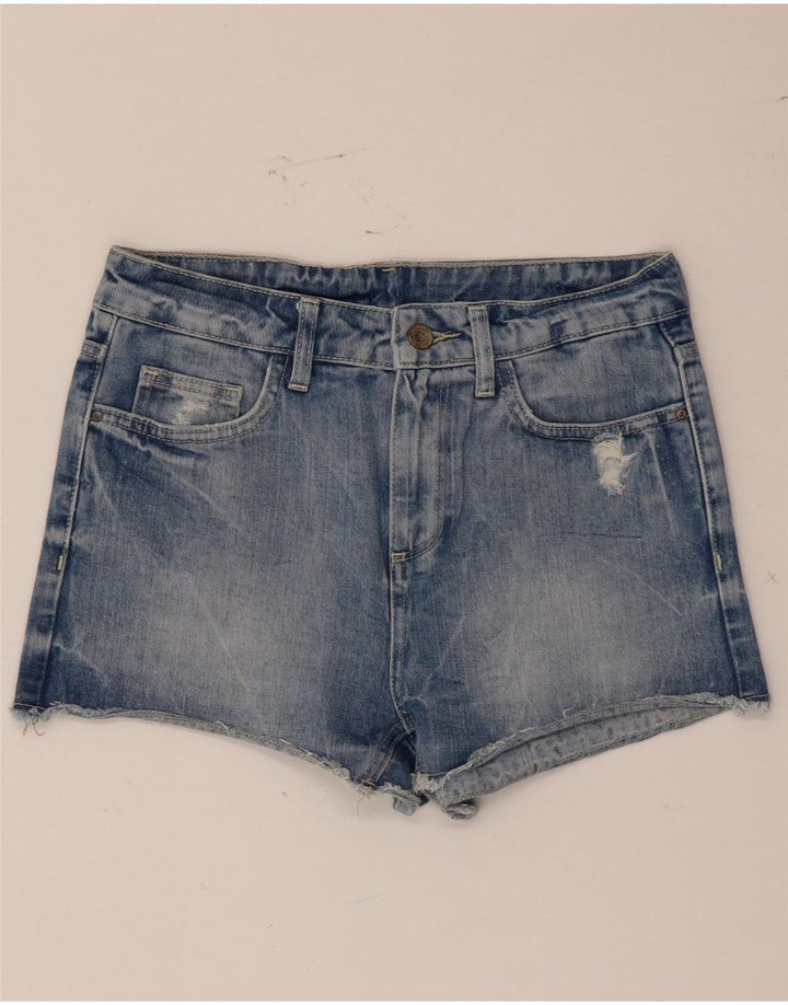 Zara Womens Distressed Denim Shorts EU 36 XS W26 Blue