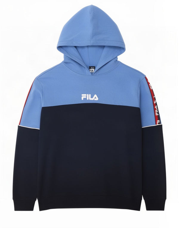 Fila Hombre Graphic Hoodie Jumper Large Azul Marino Colorblock Algodón