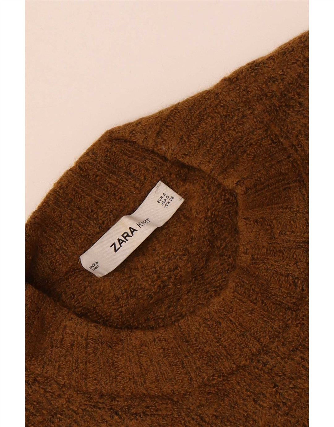 Zara Womens Oversized Crew Neck Jumper Sweater UK 10 Small Khaki