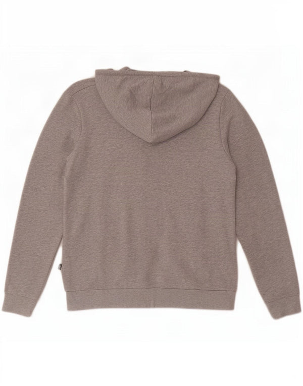 Puma Womens Graphic Hoodie Jumper UK 14 Medium Grey Flecked Cotton
