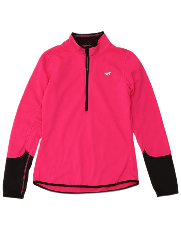 NEW BALANCE Womens Pullover Tracksuit Top UK 10 Small Pink Colourblock