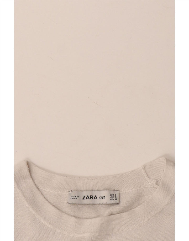 Zara Womens Crew Neck Jumper Sweater UK 10 Small White