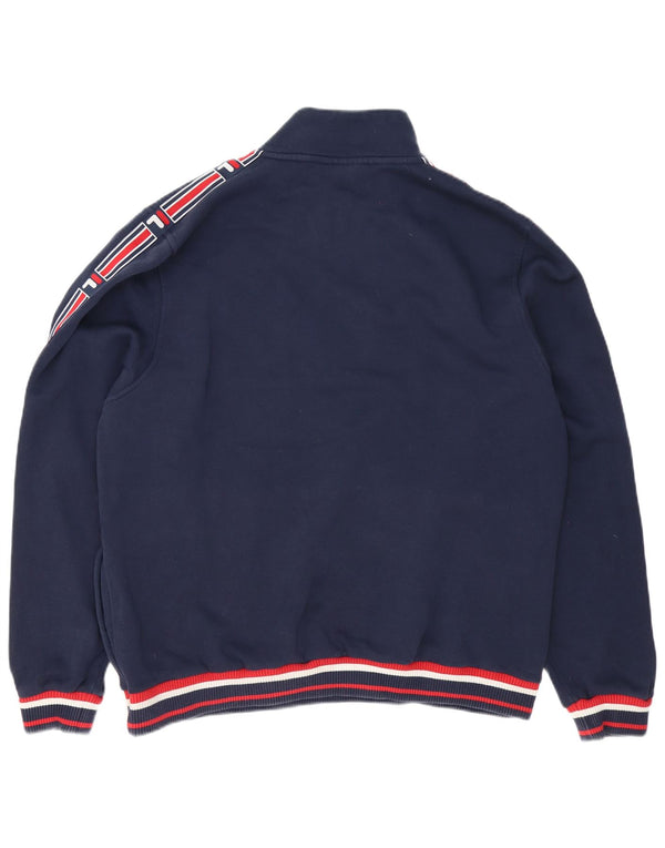 Fila Herren-Sweatshirt mit grafischem Reißverschluss, 3XL, Marineblau, Farbblock