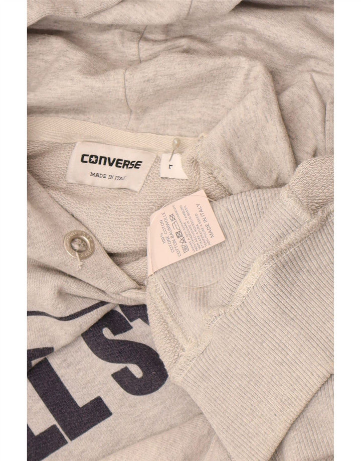 Converse Mens Graphic Hoodie Jumper Large Grey Cotton