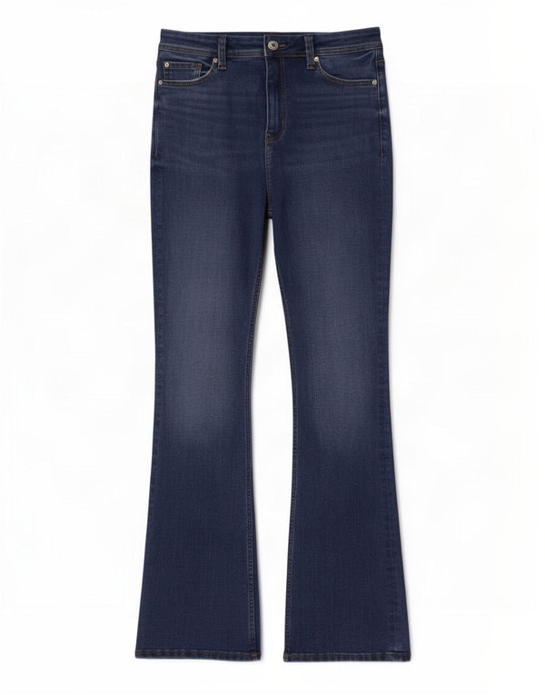 Marks & Spencer Jean évasé slim pour femme UK 12 Medium W30 L31 Bleu Coton