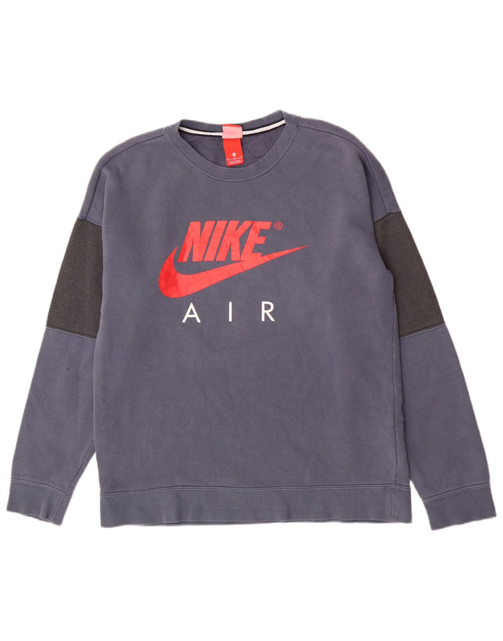 Nike Mens Graphic Sweatshirt Jumper Medium Blue Colourblock Cotton