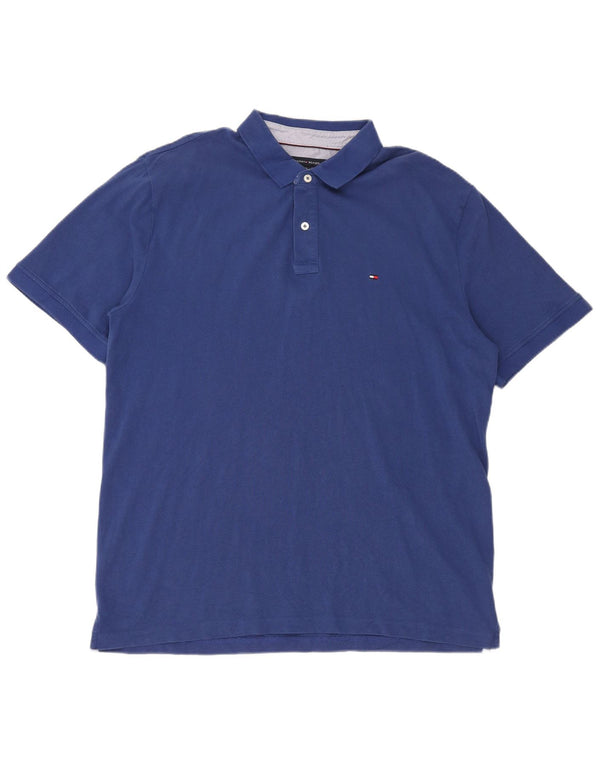 Męska koszulka polo z krótkim rękawem Tommy Hilfiger, 2XL, niebieska bawełna