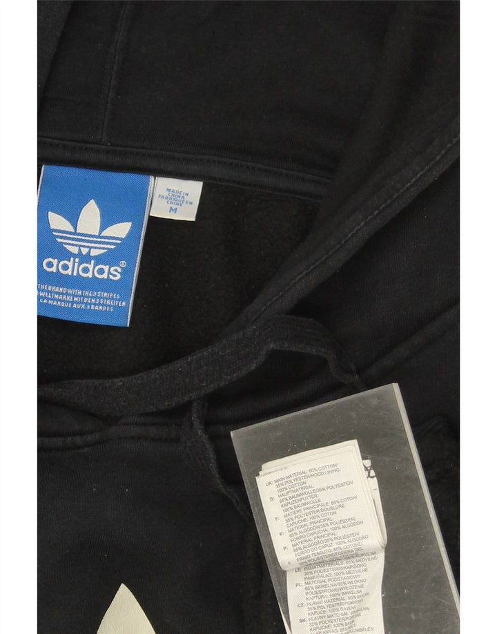 ADIDAS Mens Graphic Hoodie Jumper Medium Black Cotton
