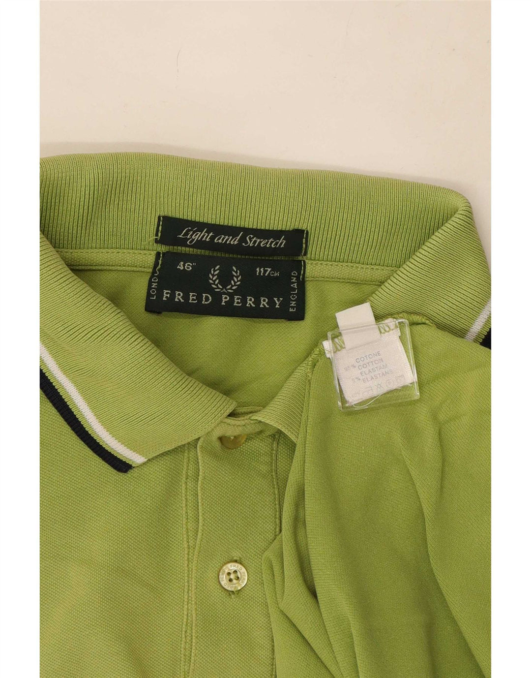 Fred Perry Mens Polo Shirt Large Green Striped Cotton