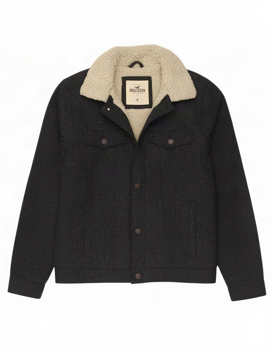 Hollister Mens Sherpa Jacket UK 38 Medium Grey Polyester
