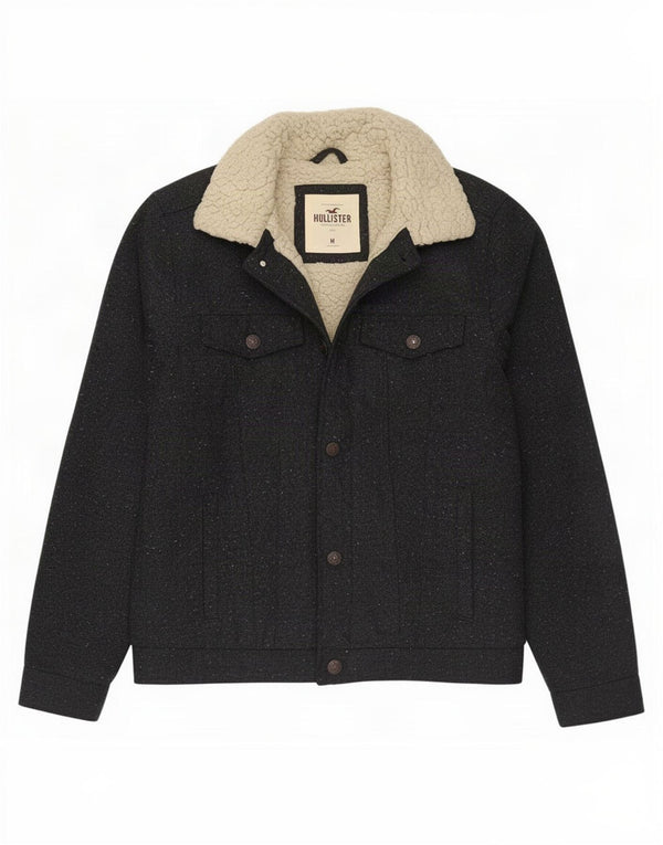 Hollister Mens Sherpa Jacket UK 38 Medium Grey Polyester