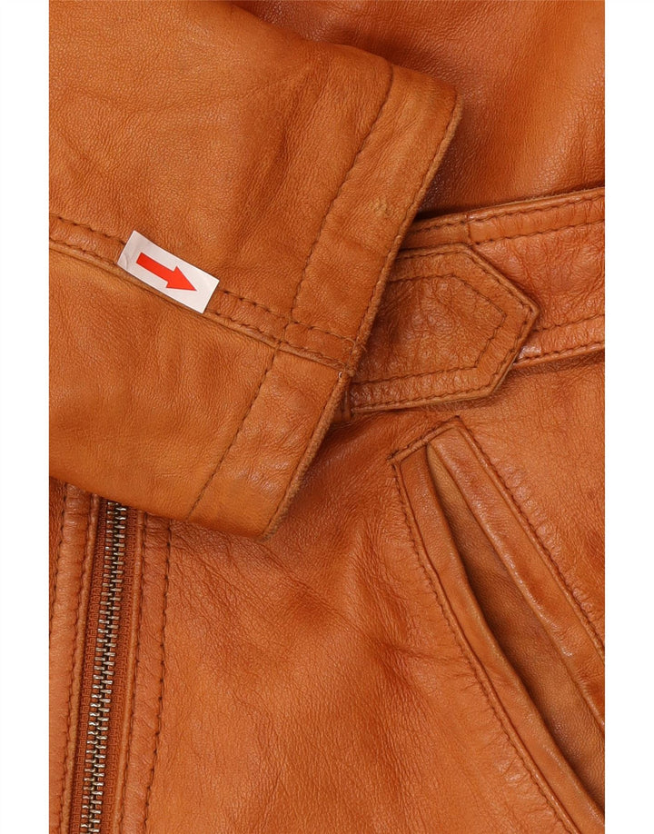 Yessica Womens Leather Jacket UK 20 2XL Brown Leather