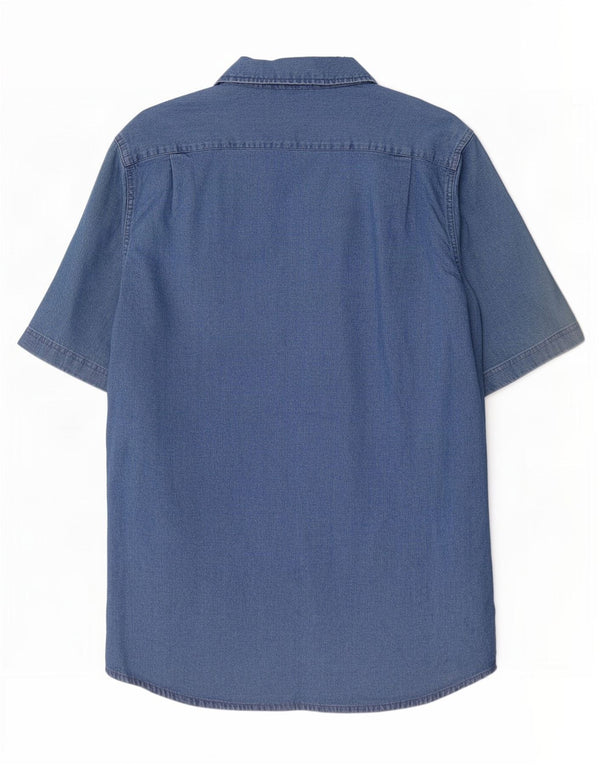 Wrangler Camisa Vaquera De Manga Corta Para Hombre Algodón Azul Medio