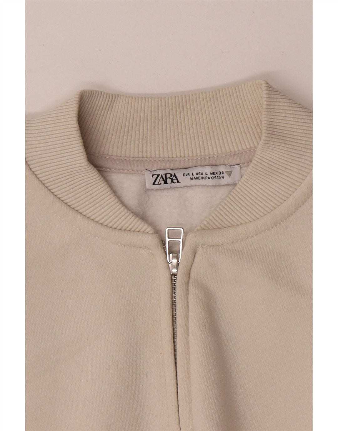 Zara Womens Oversized Tracksuit Top Jacket UK 16 Large Beige