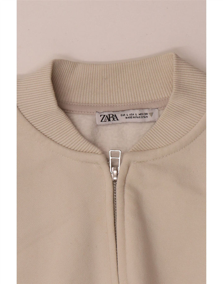 Zara Womens Oversized Tracksuit Top Jacket UK 16 Large Beige