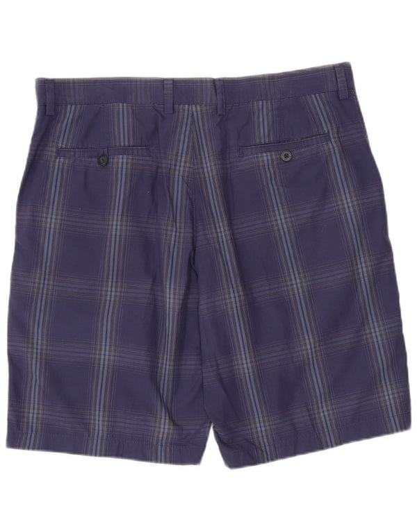 Marks & Spencer Mens Chino Shorts W36 Large Blue Check Cotton