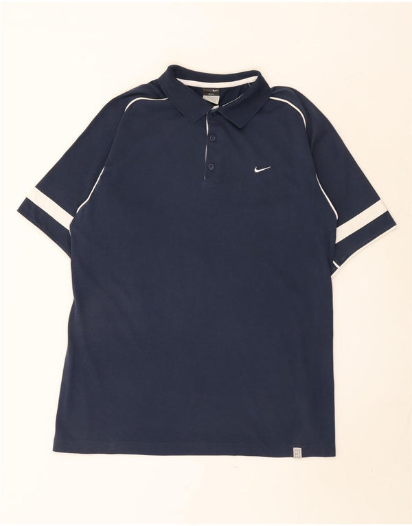 Polo Nike da uomo Dri Fit grande in cotone color block blu navy