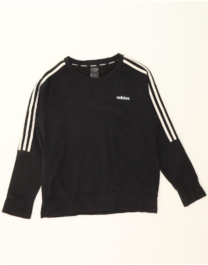 ADIDAS Womens Sweatshirt Jumper UK 12/14 Medium Black Cotton Vintage Adidas and Second-Hand Adidas from Messina Hembry 