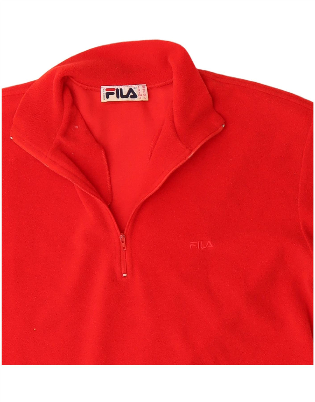 Fila Mens Zip Neck Fleece Jumper IT 48 Medium Red Polyester