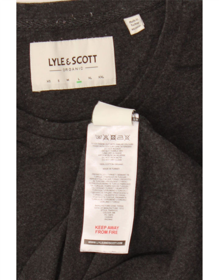 LYLE & SCOTT Mens T-Shirt Top Large Grey Cotton