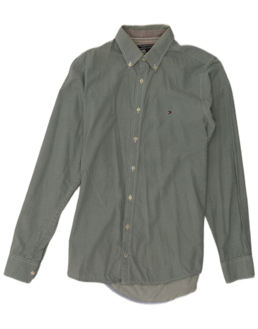 Tommy Hilfiger Herren Slim Fit Hemd Mittelgrün gepunktet