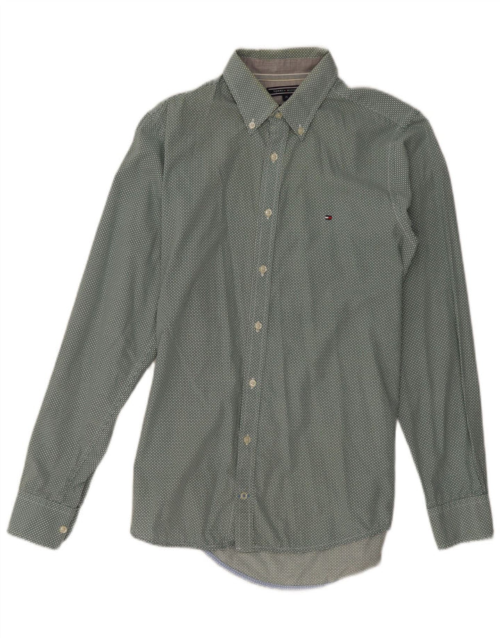 Tommy Hilfiger Herren Slim Fit Hemd Mittelgrün gepunktet
